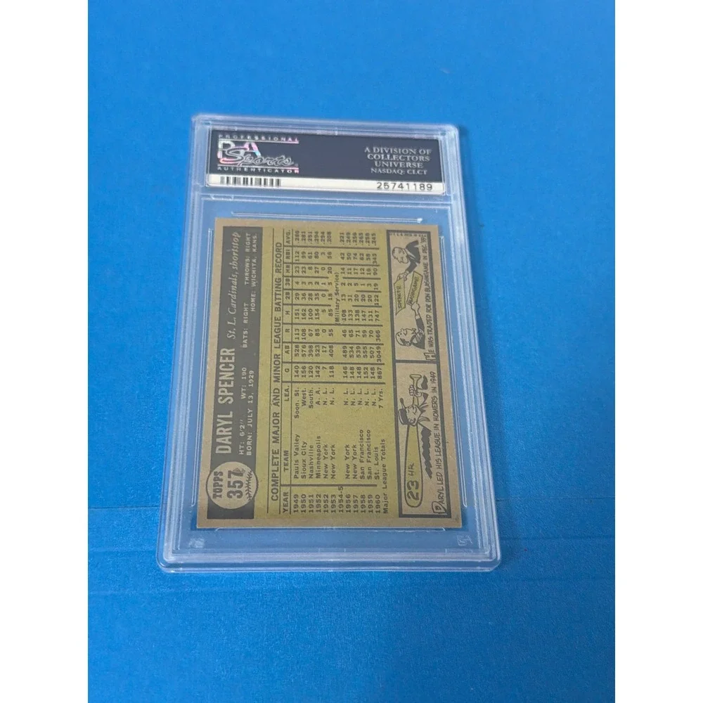 1961 Topps Daryl Spencer #357 St Louis Cardinals PSA 8 NM-MT Vintage Baseball
